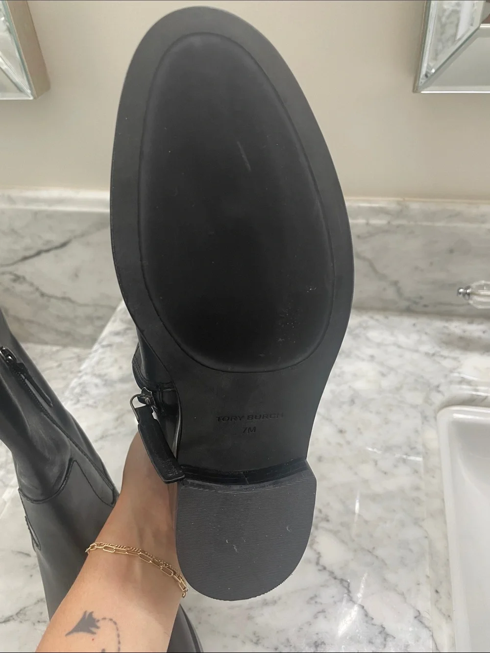 Tory Burch Black Leather Over-the-Knee Riding Boots
